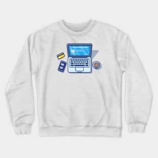 Laptop With Coffee And Phone Crewneck Sweatshirt